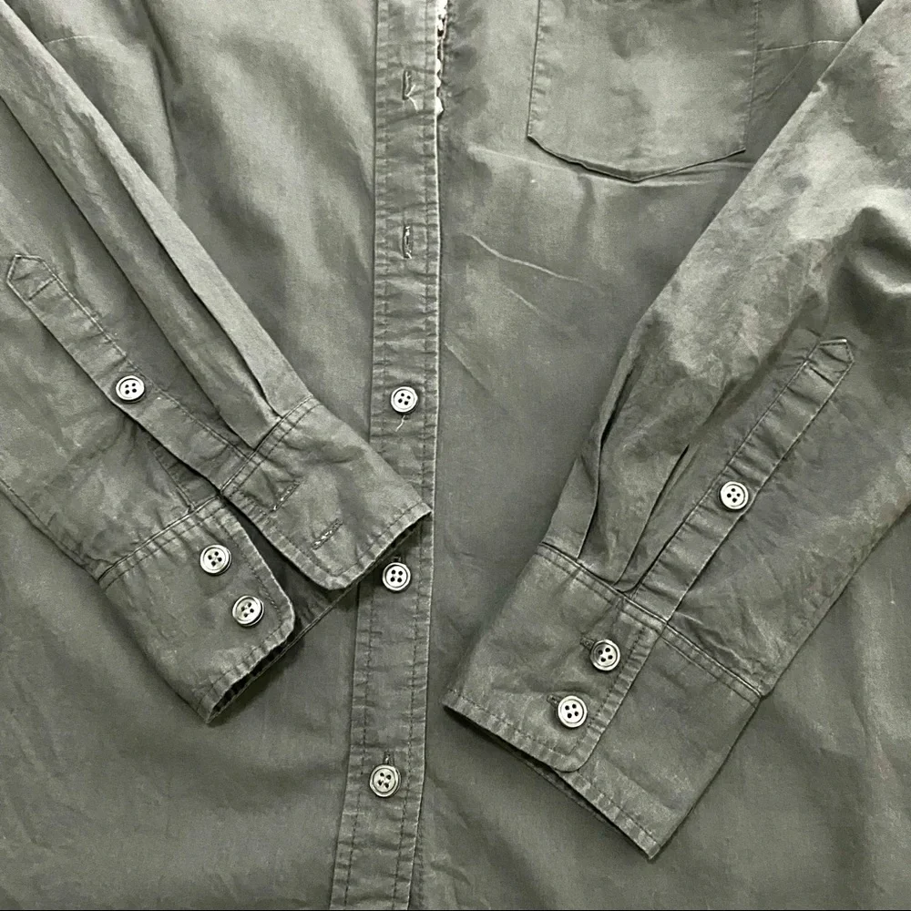 J. Crew Gray Cotton Embellished Button-front Shirt Small Officecore Work Career
